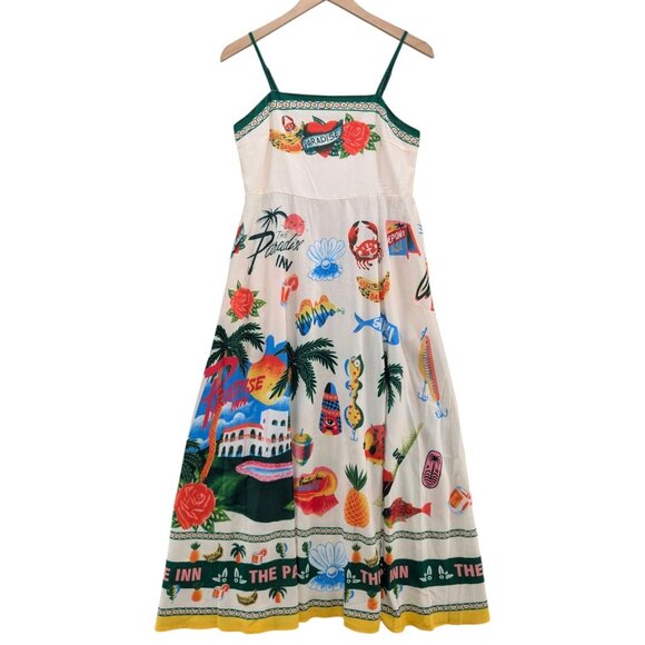 Commense Paradise Maxi Cami Dress Multicolor Sleeveless Smocked Vacation Size L - Picture 1 of 10
